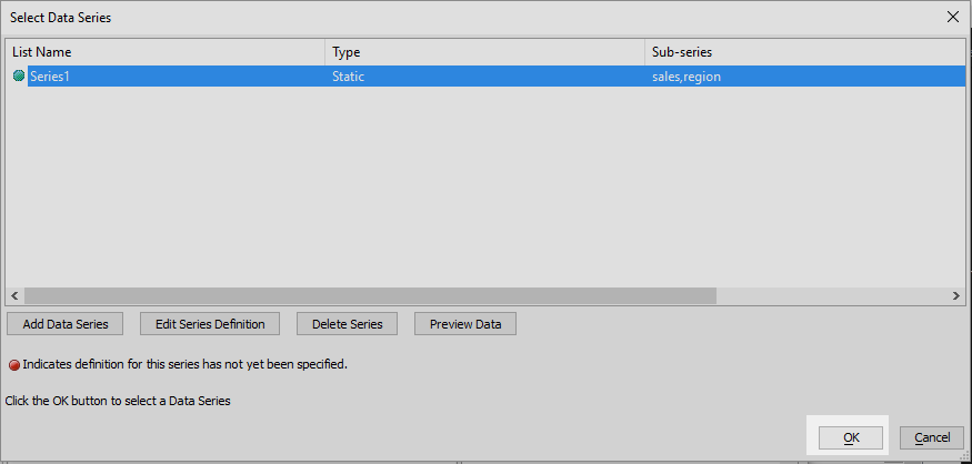 Add the Data series you defined